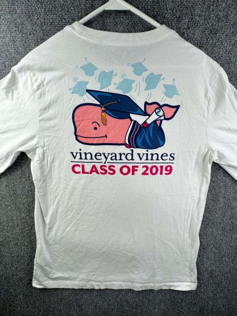 Vineyard Vines Class Of 2019 Graduation T Shirt Long Sleeve White Medium Cotton